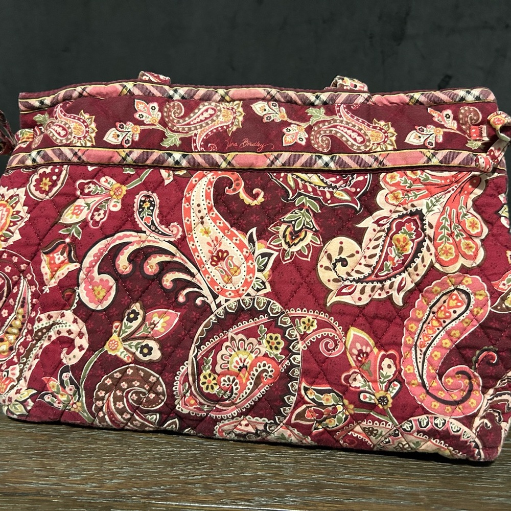 Retired Vera Bradley Red and Pink Paisley Shoulder Bag